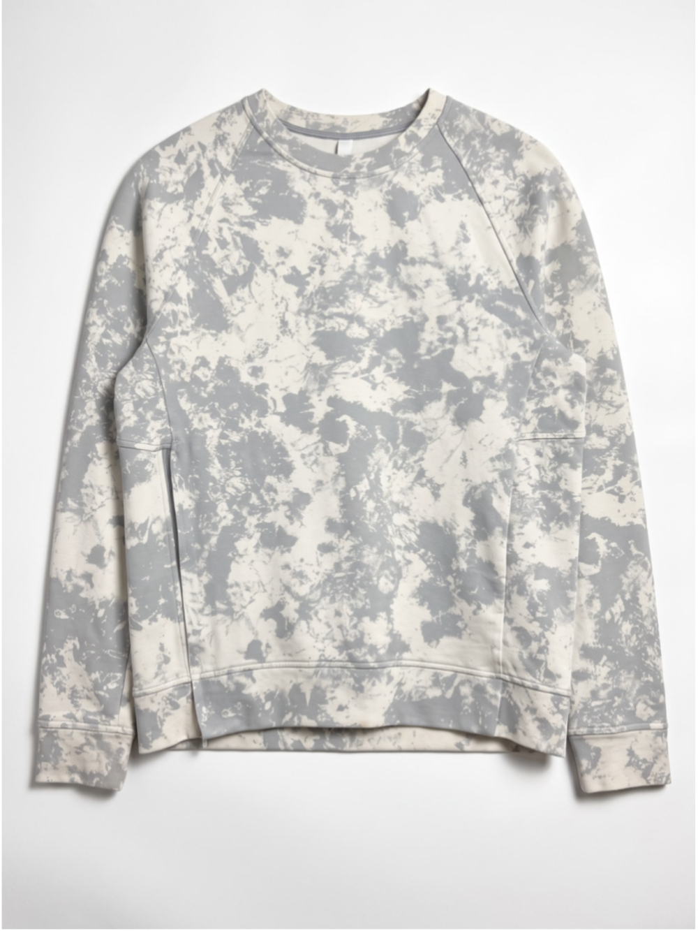 LULULEMON Crewneck City Sweat White Grey Tie-Dye Pattern Pullover Cotton, Sz S